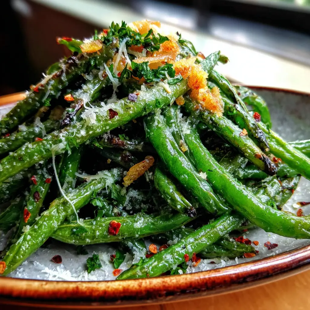 Roasted Garlic Green Beans final presentation