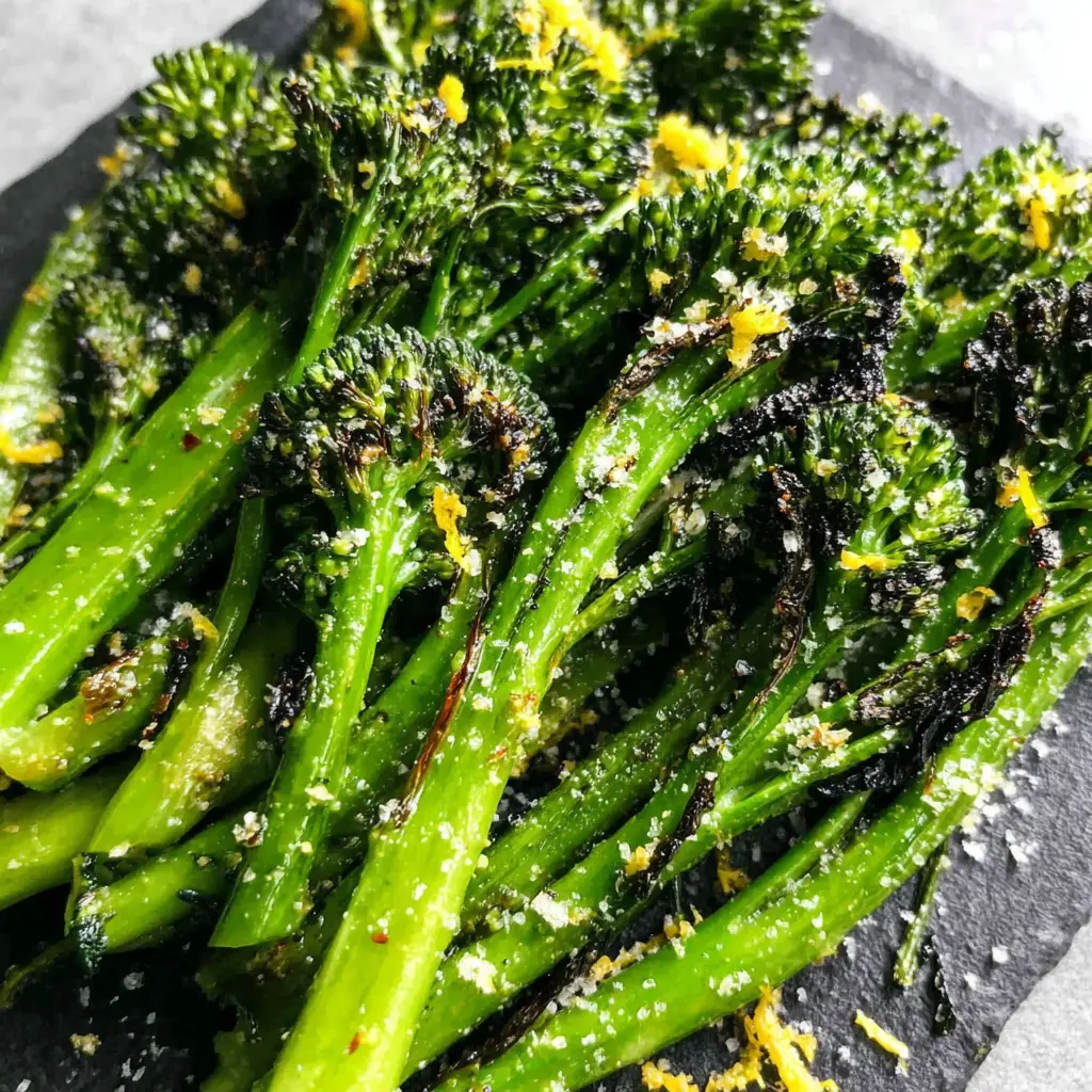 Roasted Lemon Broccolini close up