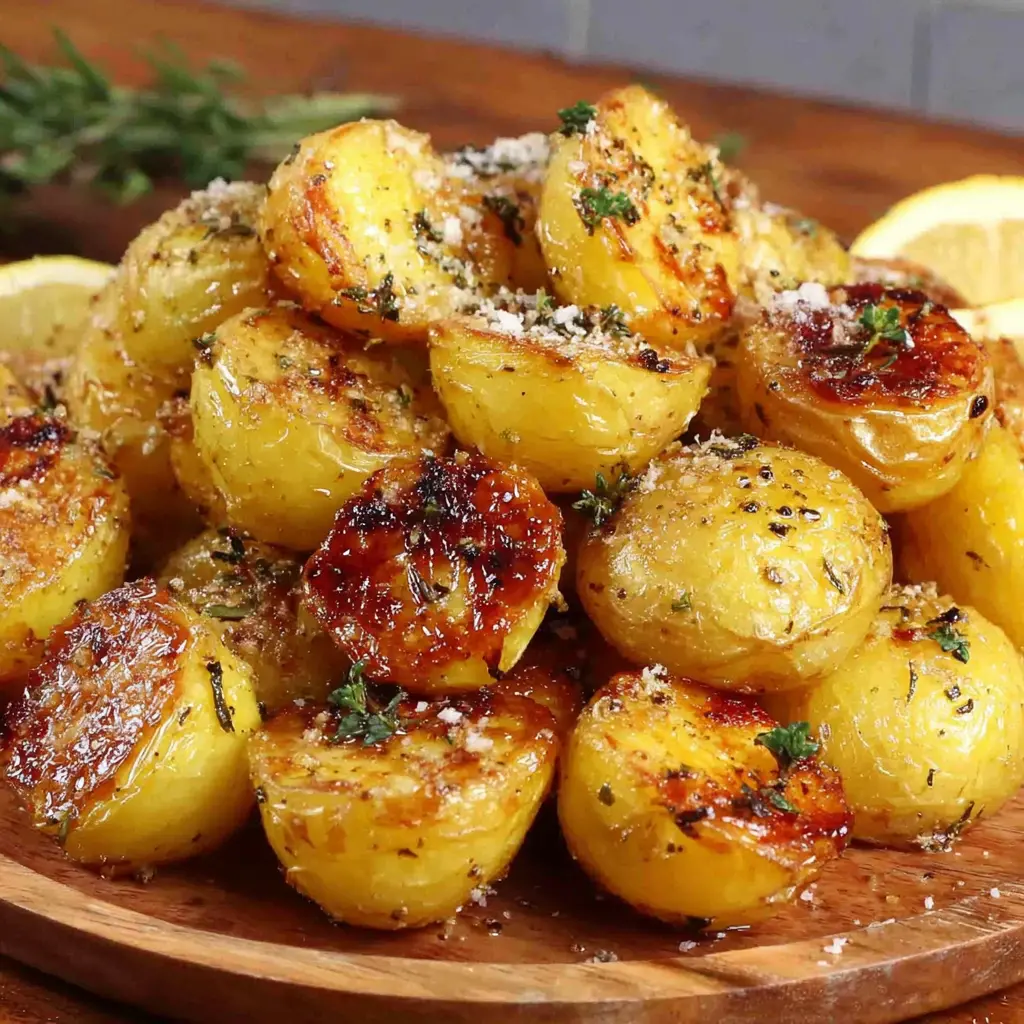 Roasted Lemon Garlic Potatoes final presentation
