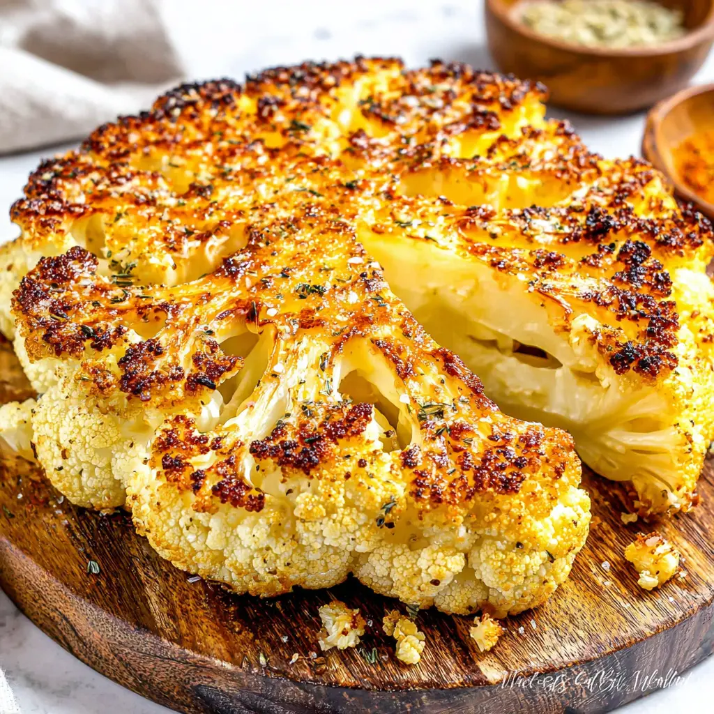 Roasted Parmesan Cauliflower Steak final presentation