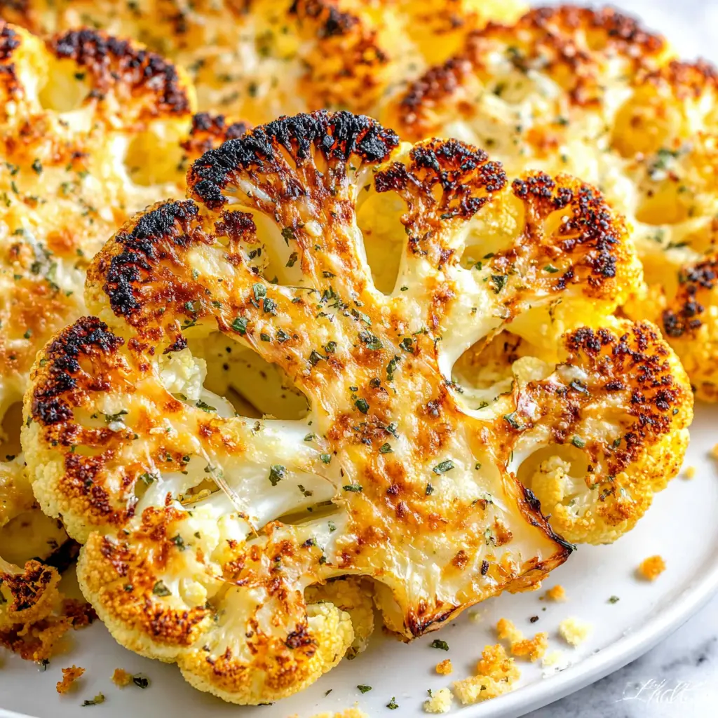 Roasted Parmesan Cauliflower Steak close up