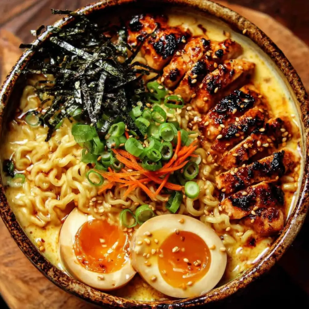 Spicy Chicken Ramen Stir Bowl final presentation