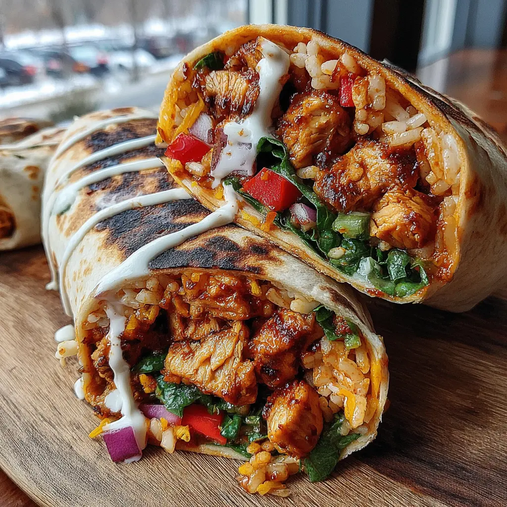 Spicy Honey Chicken Rice Wrap final presentation