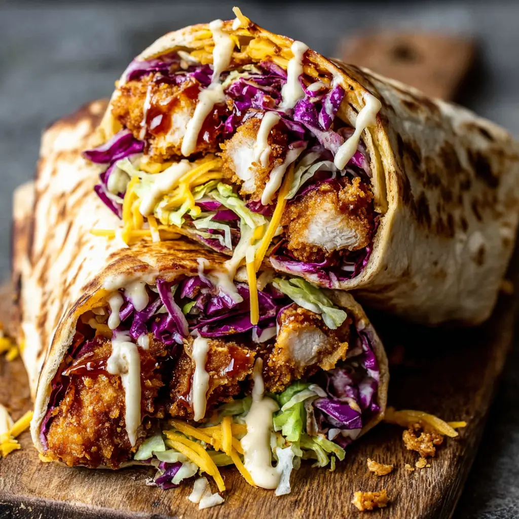 Spicy Honey Garlic Chicken Wrap final presentation