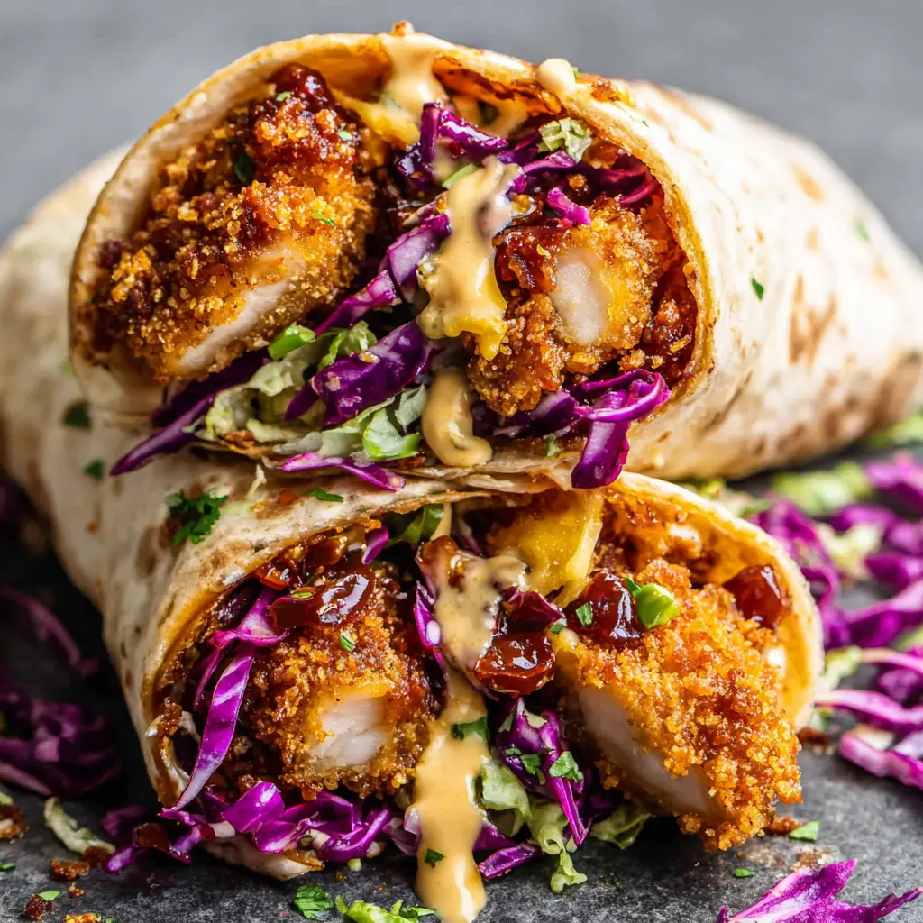 Spicy Honey Garlic Chicken Wrap close up