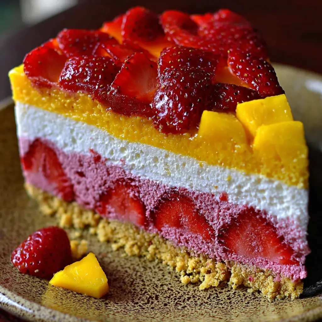 Strawberry Mango Cream Cake final presentation