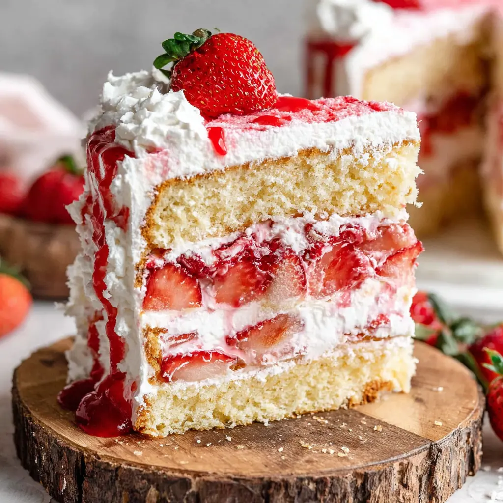 Strawberry Shortcake Layer Cake final presentation