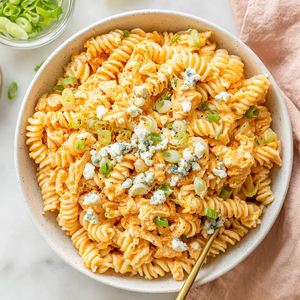 buffalo chicken pasta salad - final presentation