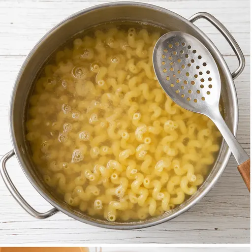 Step 1: Boiling cavatappi pasta until al dente