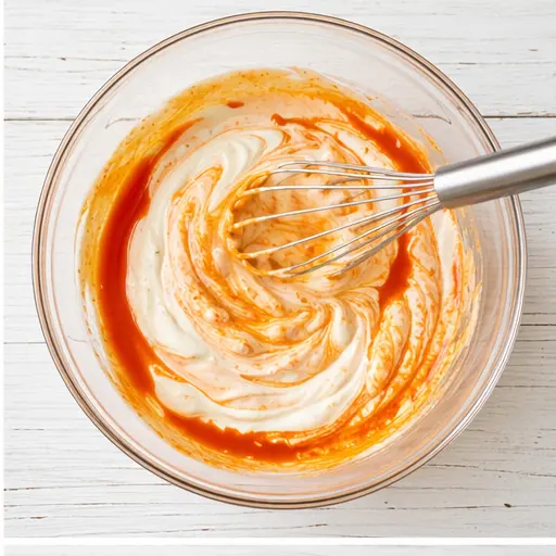Step 2: Whisking together the creamy buffalo ranch dressing