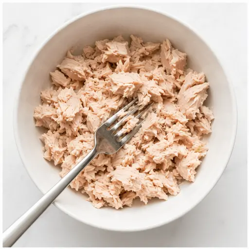 Step 1: Flaking the drained tuna