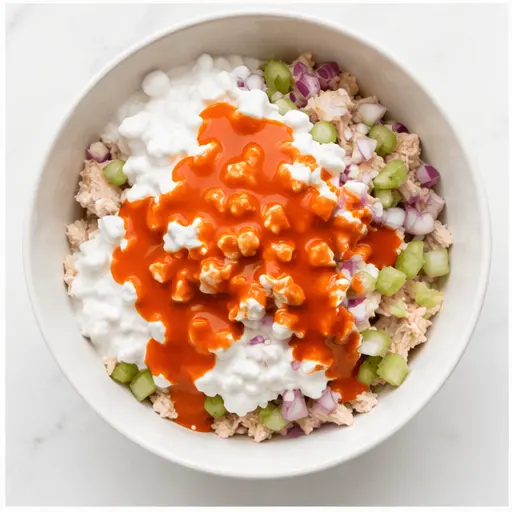 Step 3: Adding cottage cheese and buffalo sauce