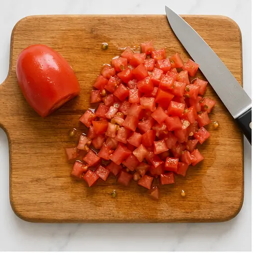 Step 1: Dicing Roma tomatoes