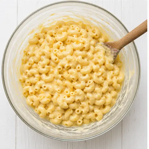 Step 3: Coating the pasta in cheese sauce