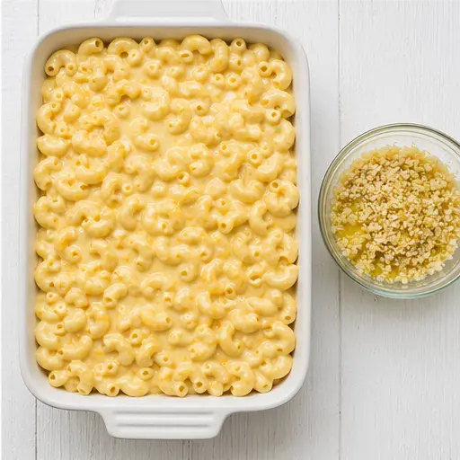 Step 4: Assembling the dish with breadcrumb topping