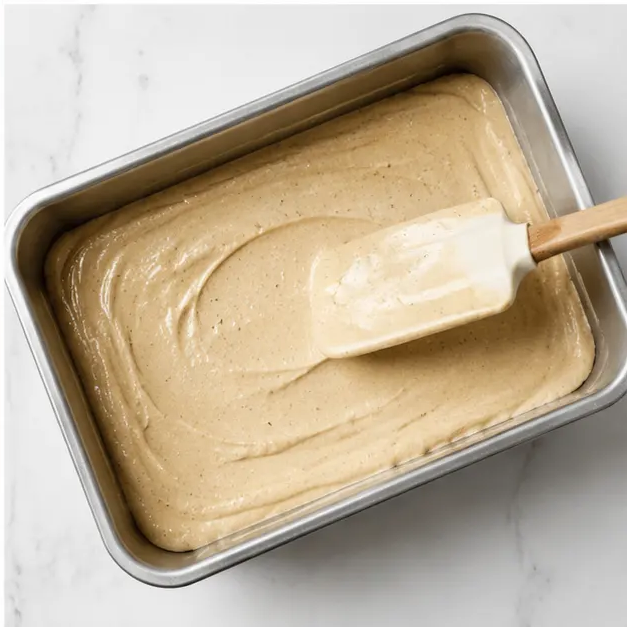 Step 4: Transfer base to loaf pan and smooth the top