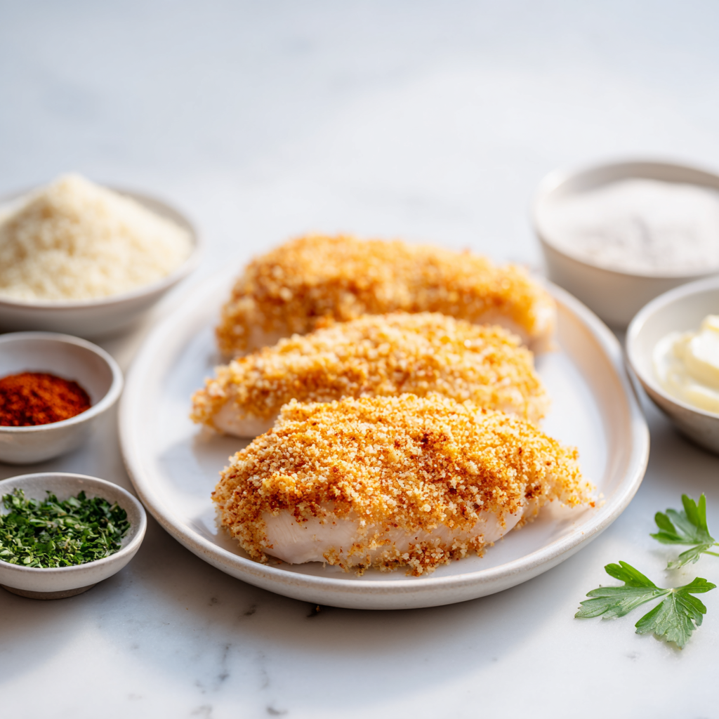 baked parmesan chicken - main ingredients