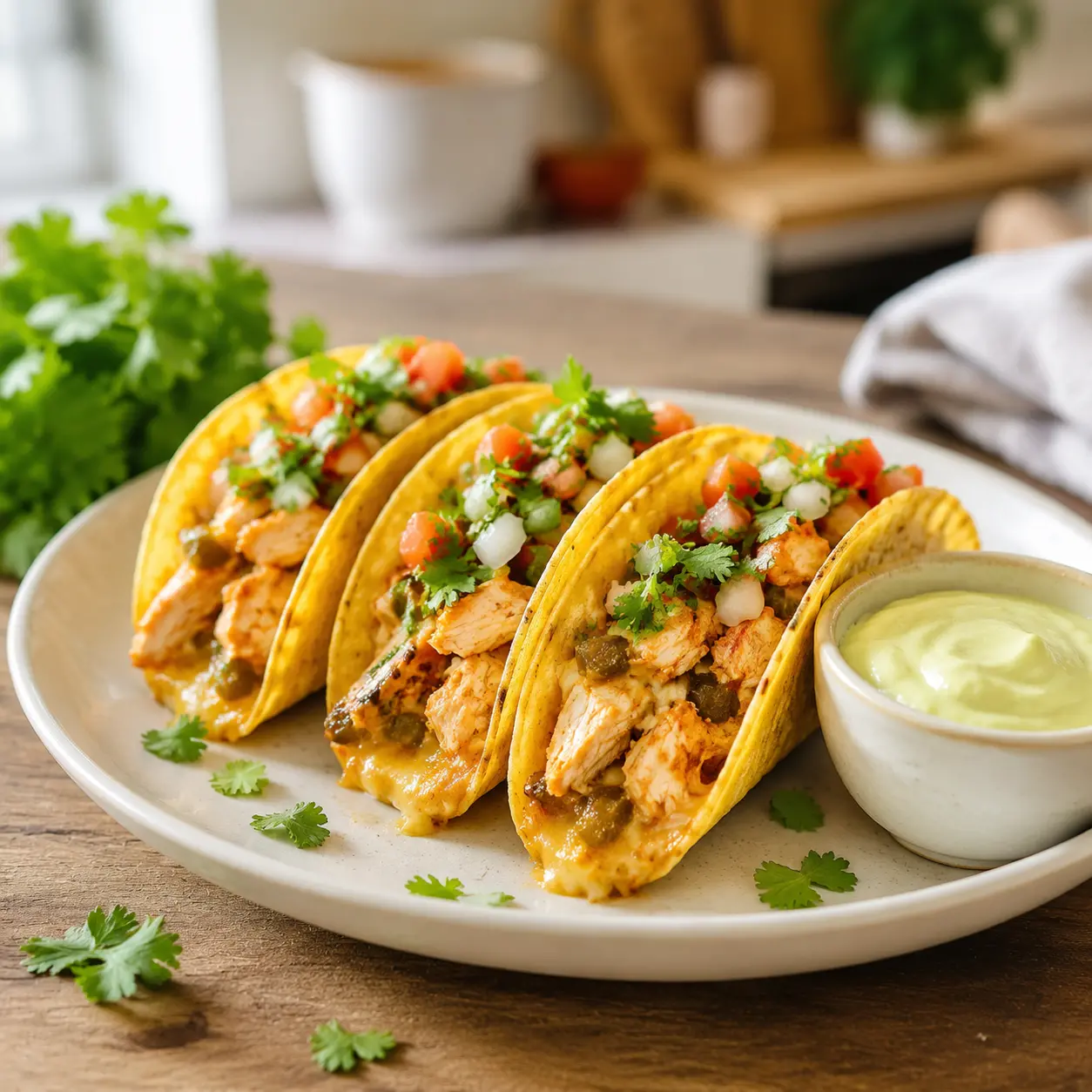 baked chicken chile tacos - final presentation