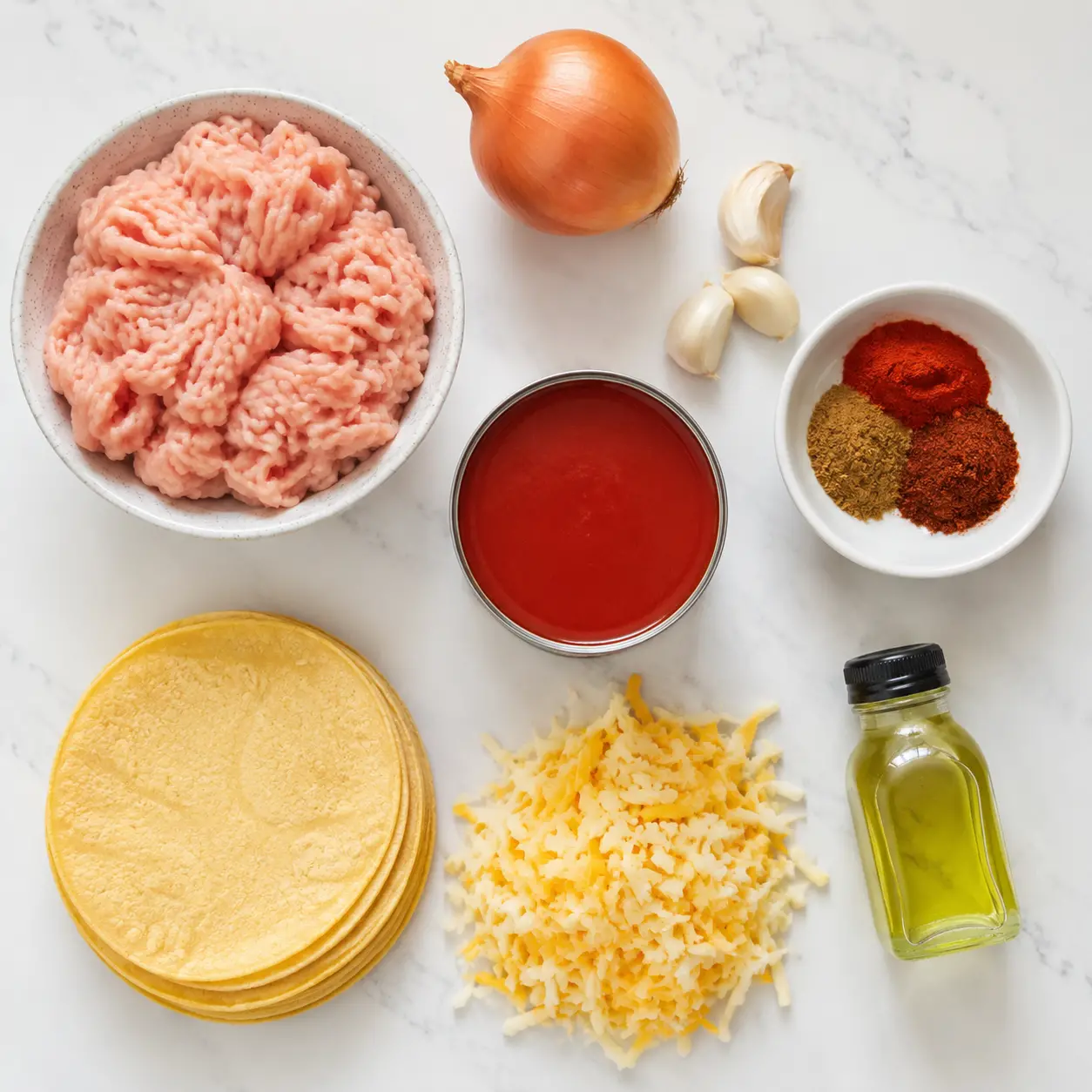 baked chicken chile tacos - main ingredients