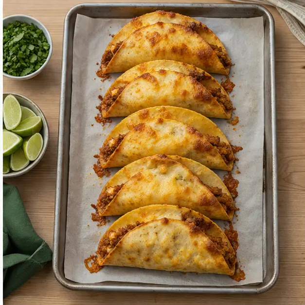 Step 4: Baked tacos golden and crispy from the oven