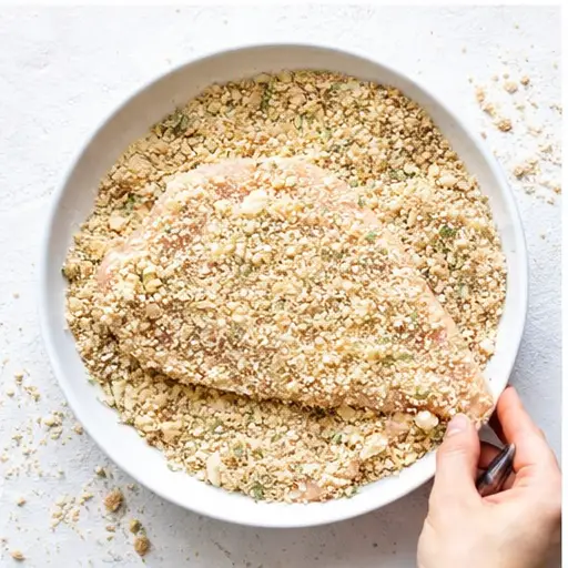 Step 3: Dredging in breadcrumb mixture