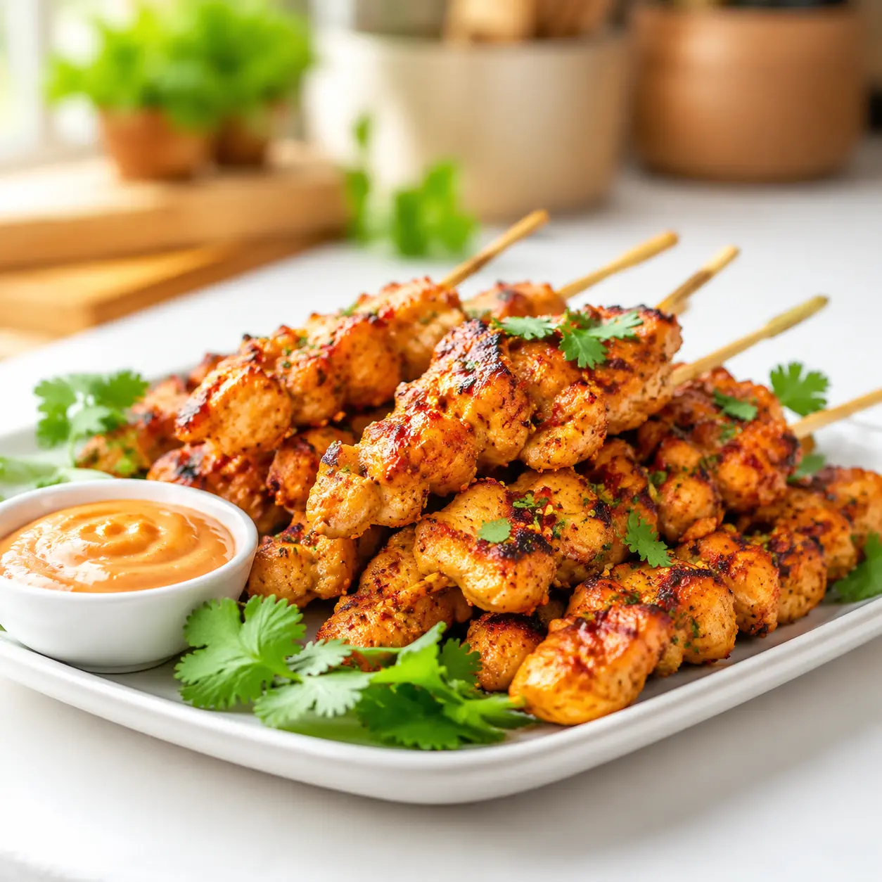 bang bang chicken skewers - final presentation