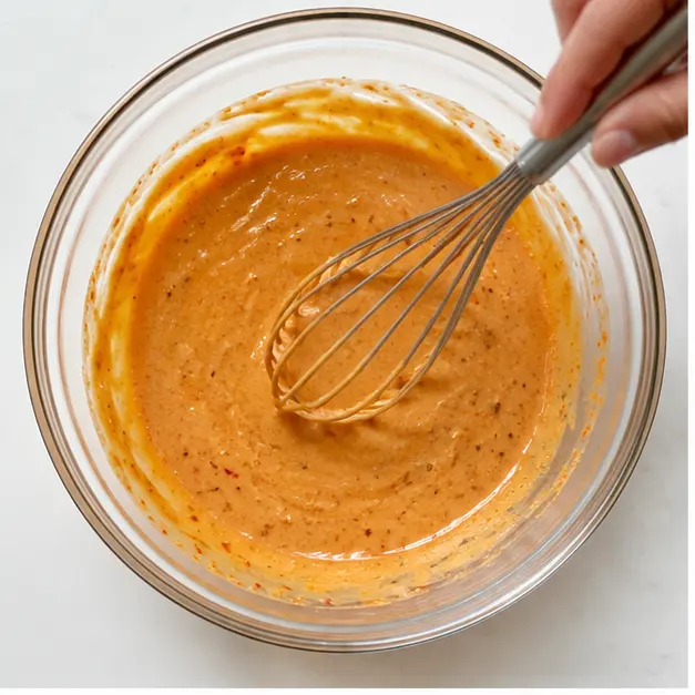 Step 1: Whisking the creamy spicy bang bang sauce