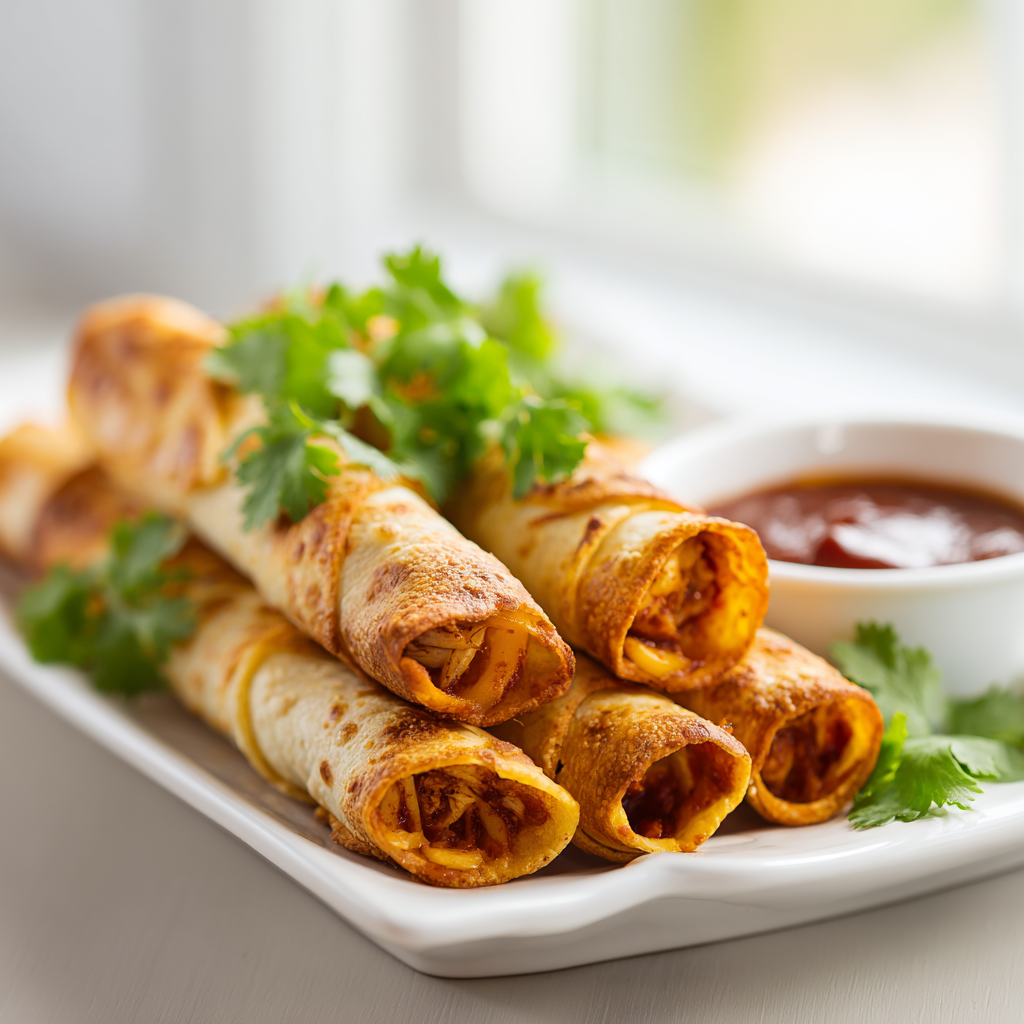 bbq chicken taquitos - final presentation