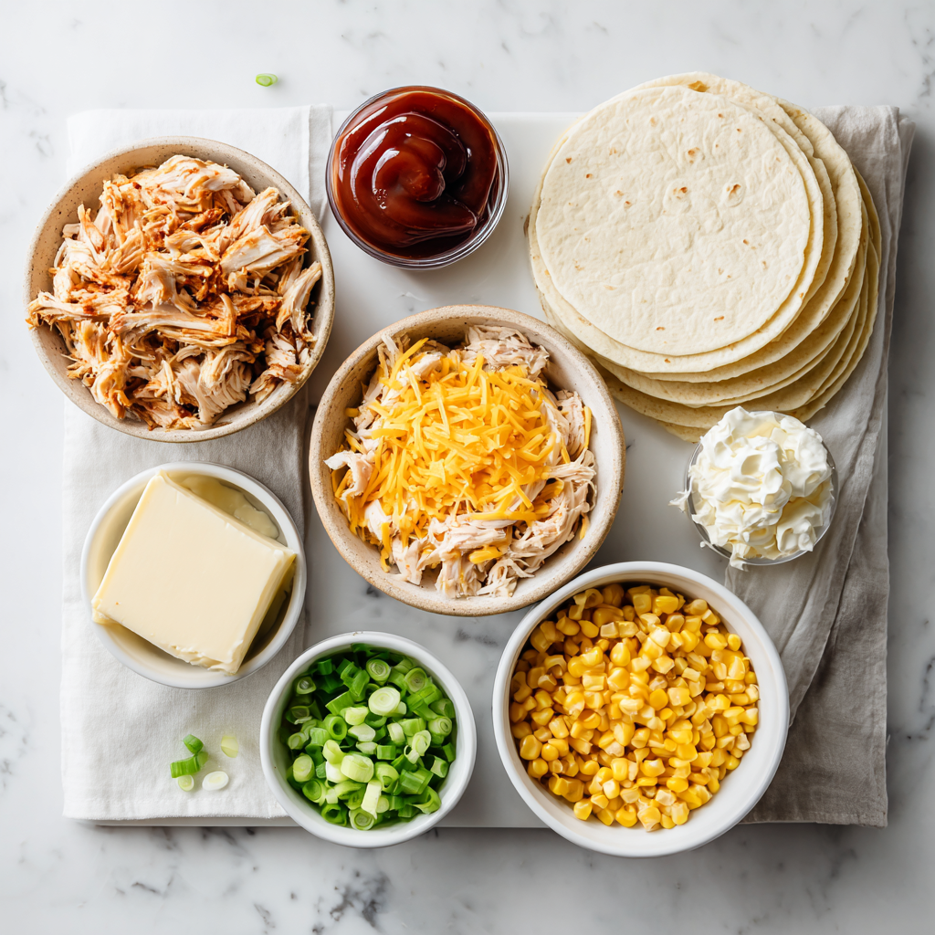 bbq chicken taquitos - main ingredients