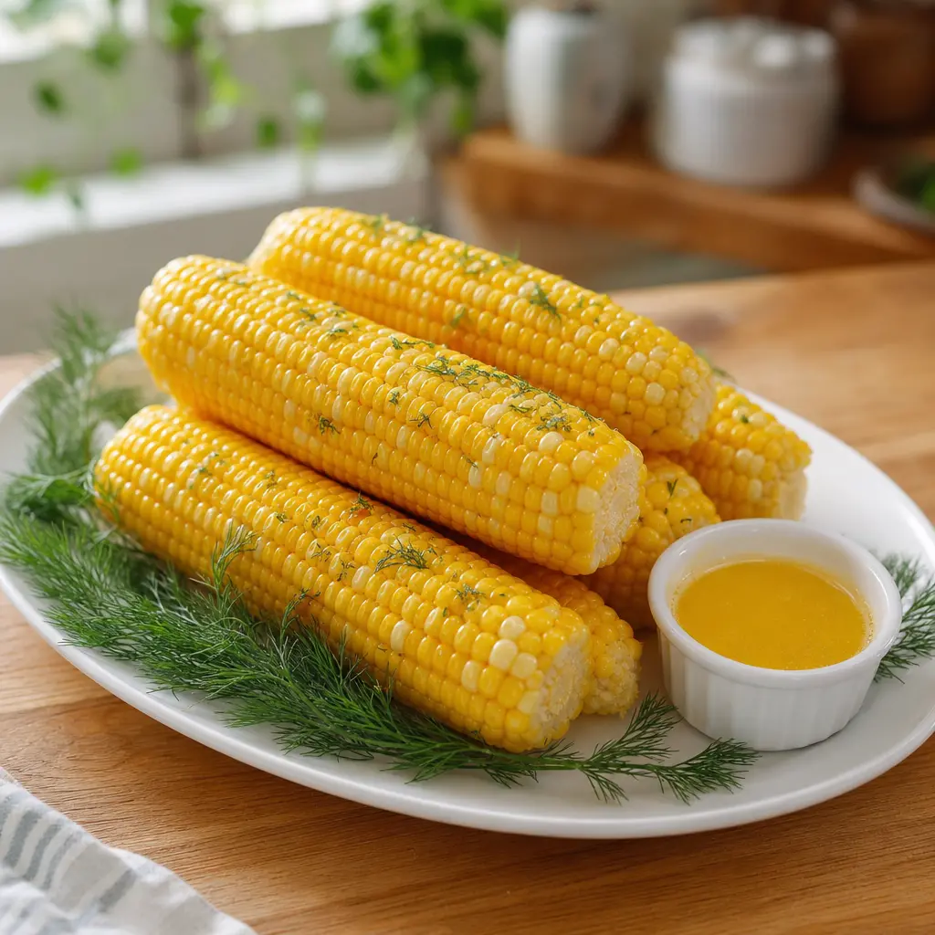 boiled corn on the cob - final presentation