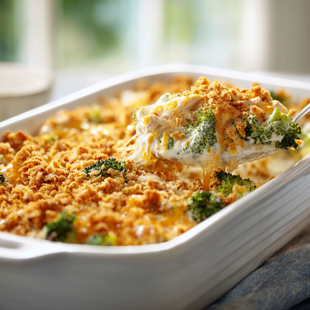 broccoli chicken cheese wild rice casserole - final presentation