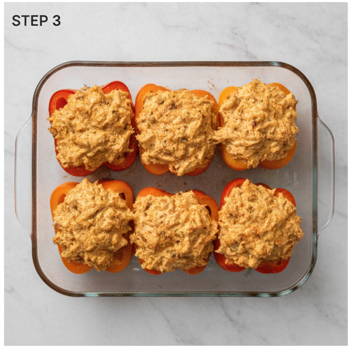 buffalo chicken stuffed peppers - step 3