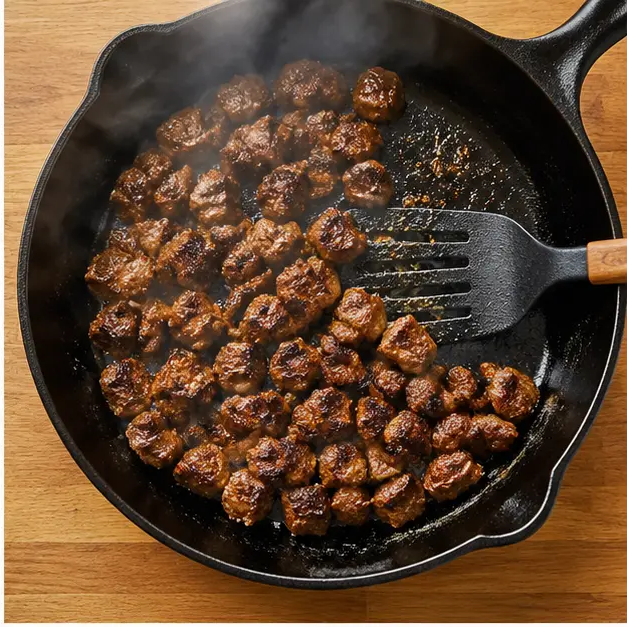 Step 2: Searing steak in cast-iron skillet