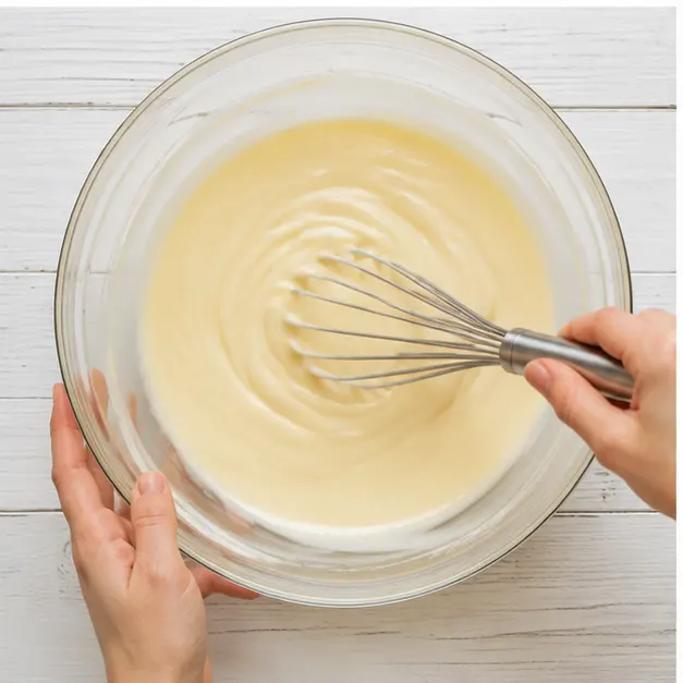 Step 3: Whisking condensed milk and lemon juice
