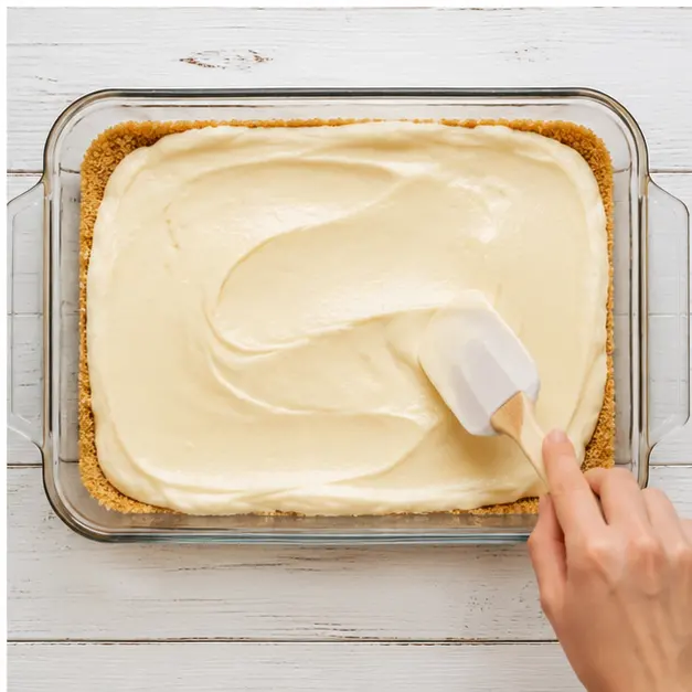 Step 4: Spreading filling over crust