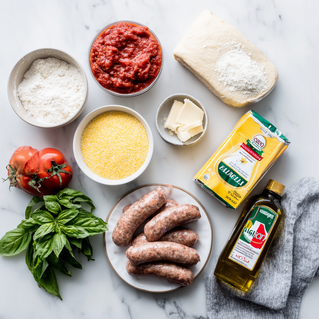 chicago style deep dish pizza - main ingredients