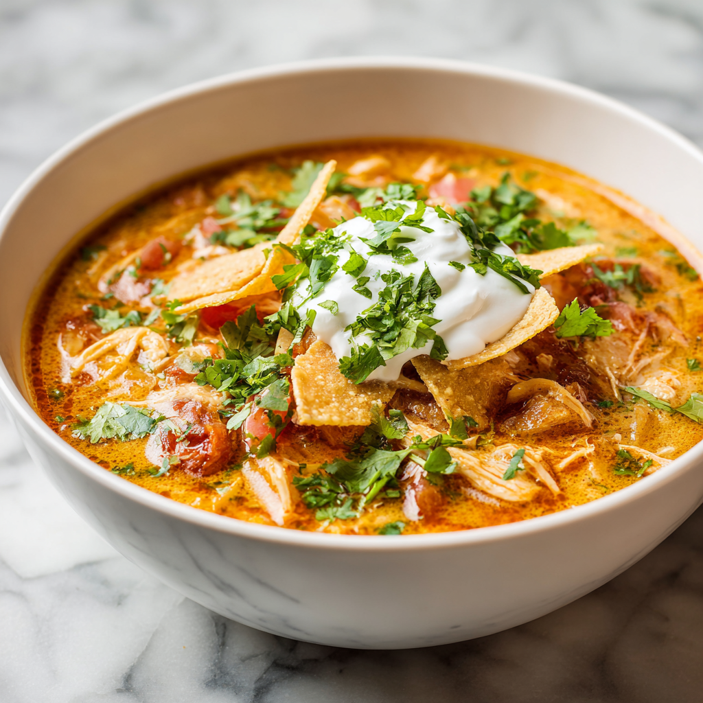 chicken enchilada soup - final presentation