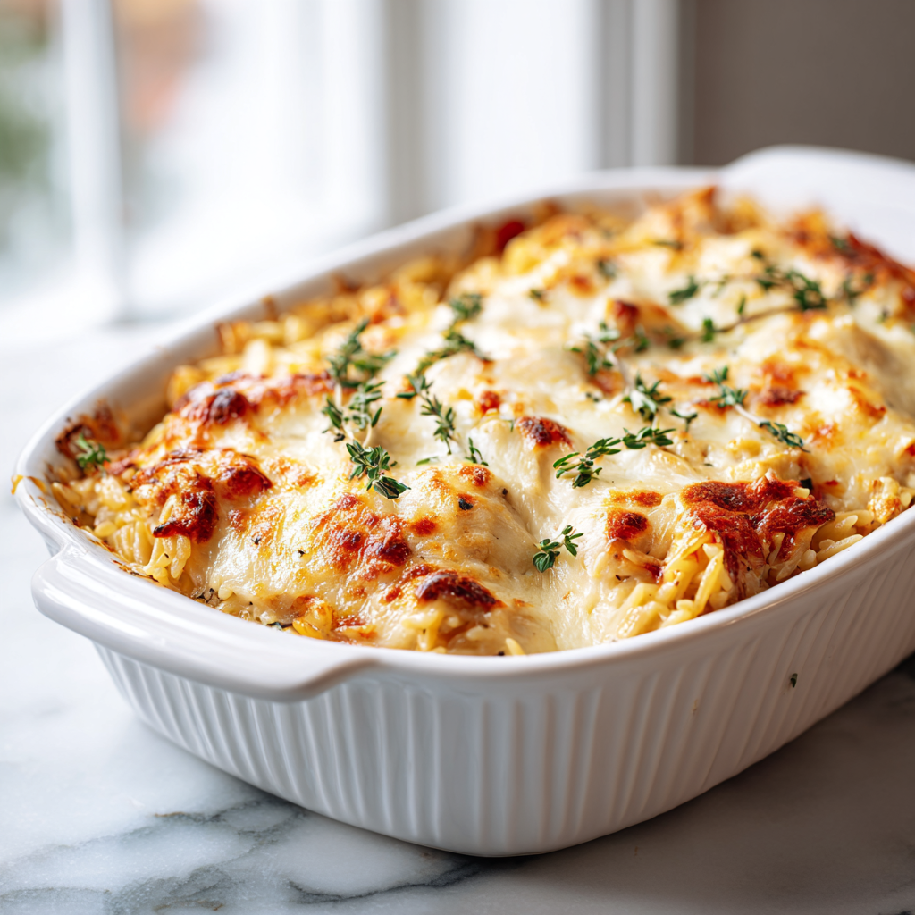 chicken orzo bake - final presentation