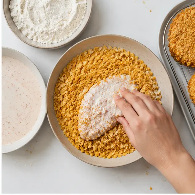 Step 2: Bread with cornflake coating
