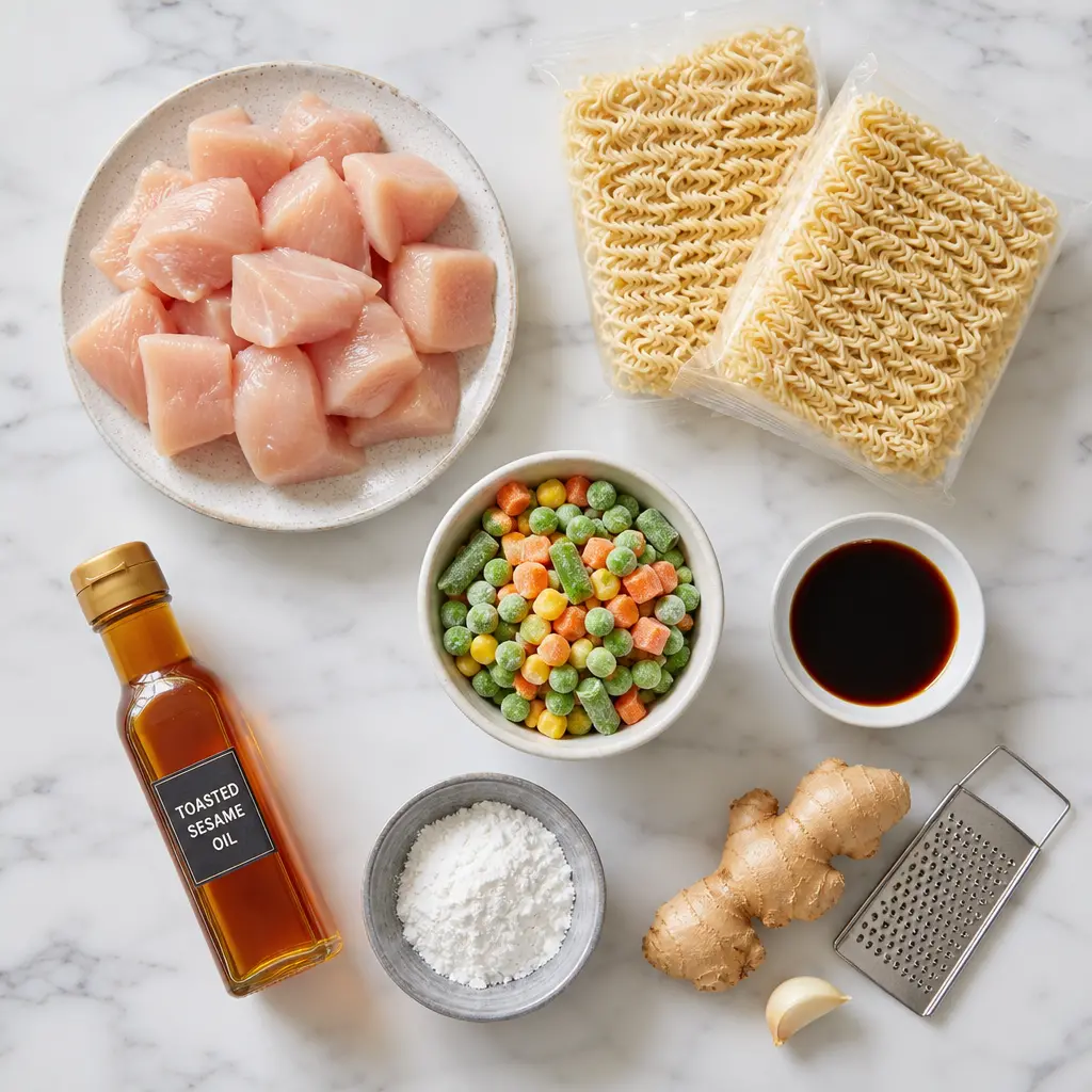 chicken stirfry with ramen - main ingredients