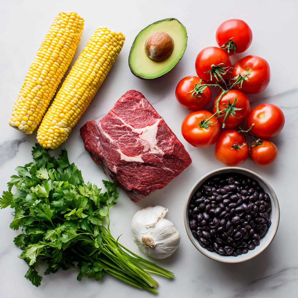 chimichurri steak salad - main ingredients