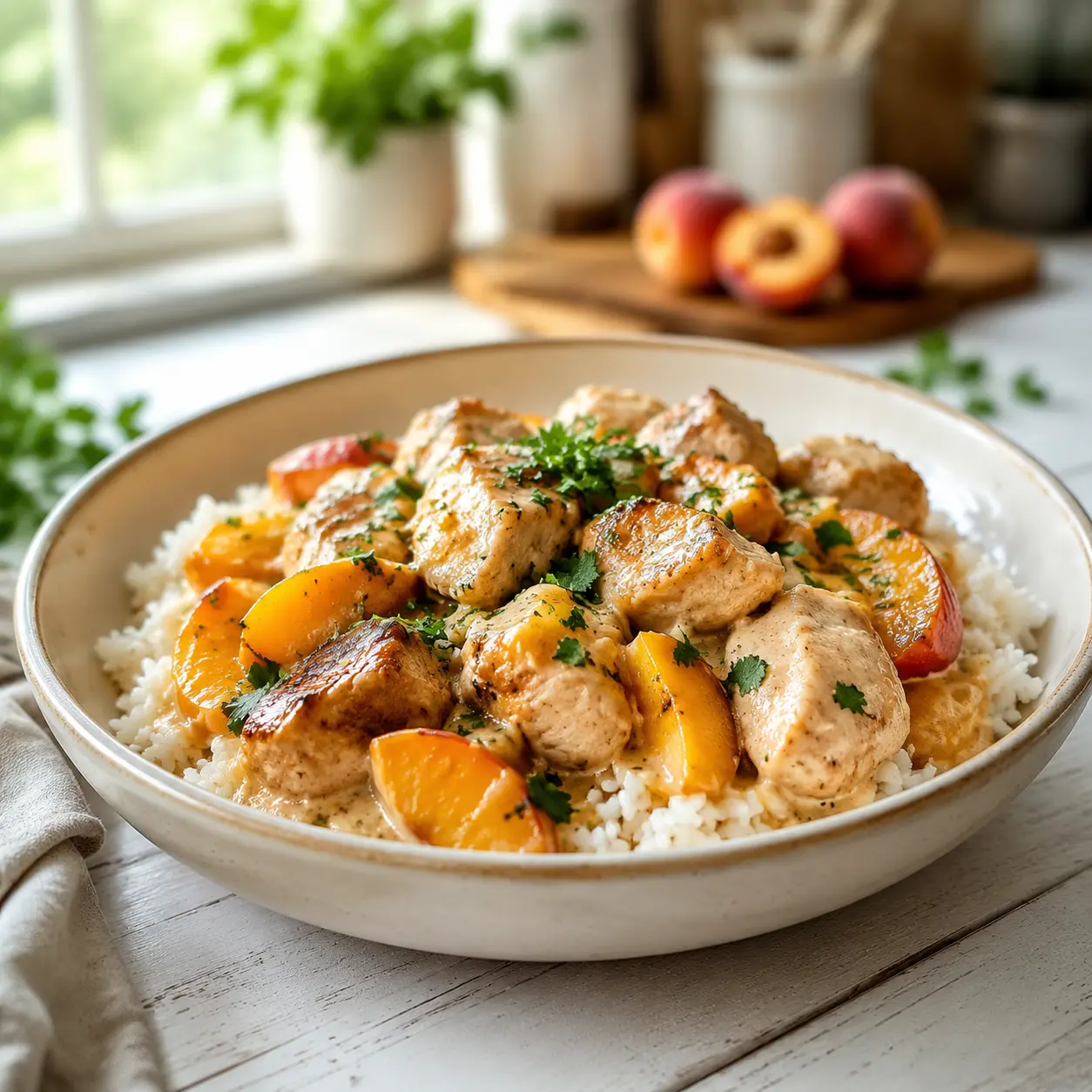 coconut peach chicken - final presentation