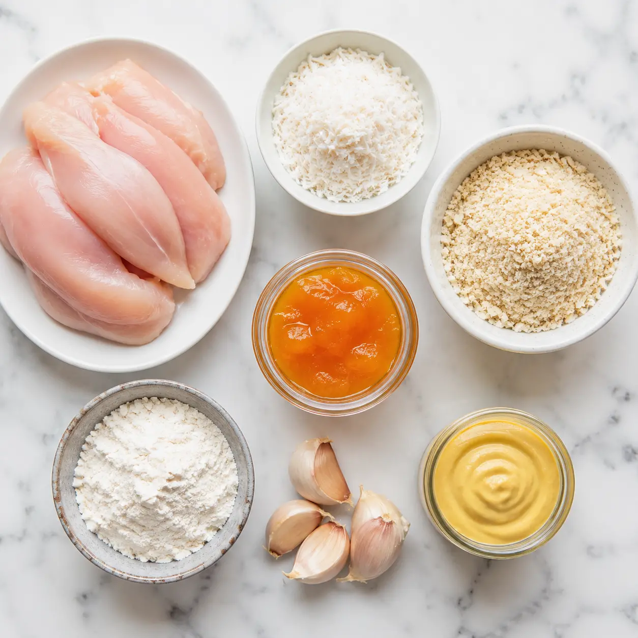 coconut peach chicken - main ingredients