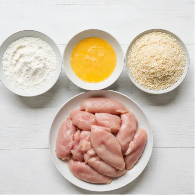 Step 1: Breading the chicken pieces