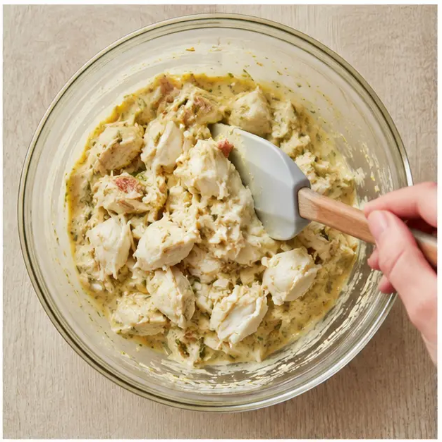 Fold in jumbo lump crab gently to preserve lumps