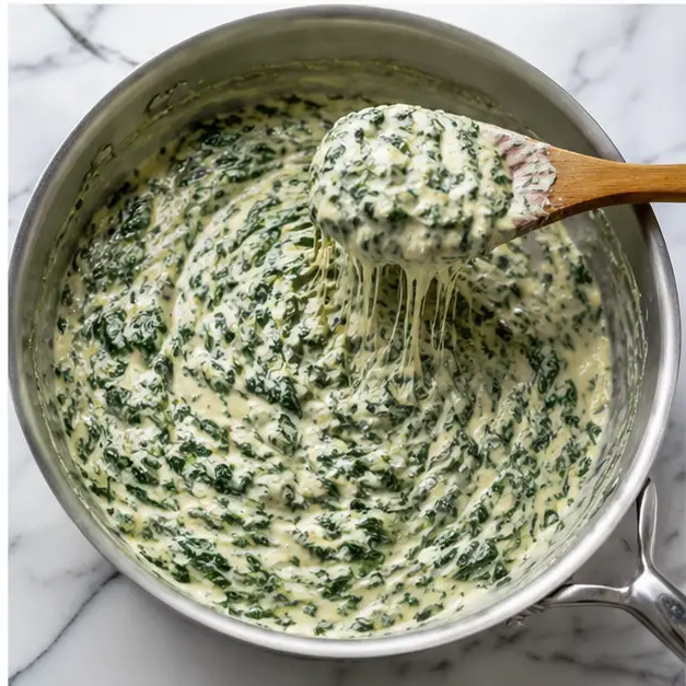 Step 4: Fold in squeezed spinach until glossy