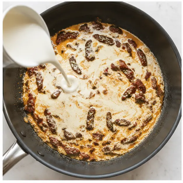 Add cream to make the sauce