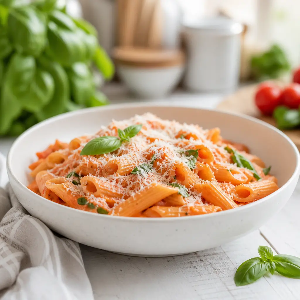 creamy tomato pasta - final presentation