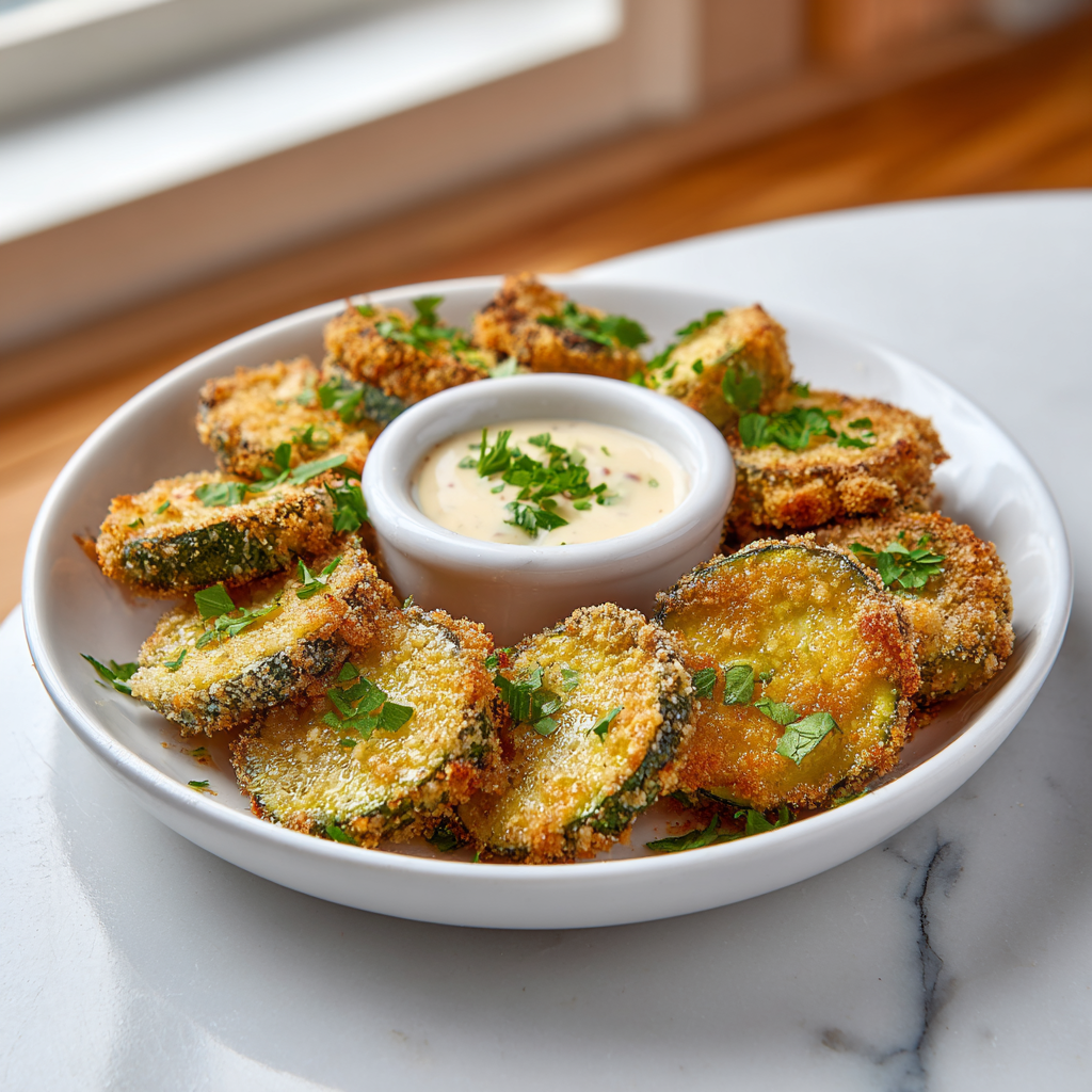 crispy fried zucchini - final presentation