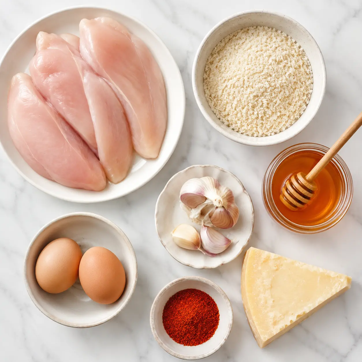 crispy baked hot honey chicken - main ingredients
